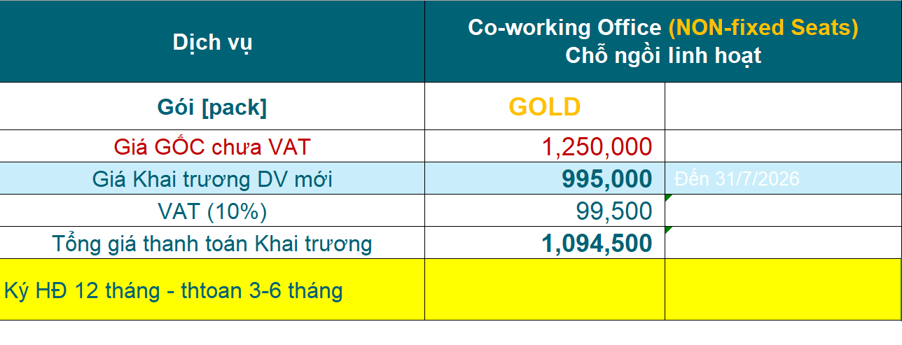 Thuê chỗ ngồi TCBD growth HUB