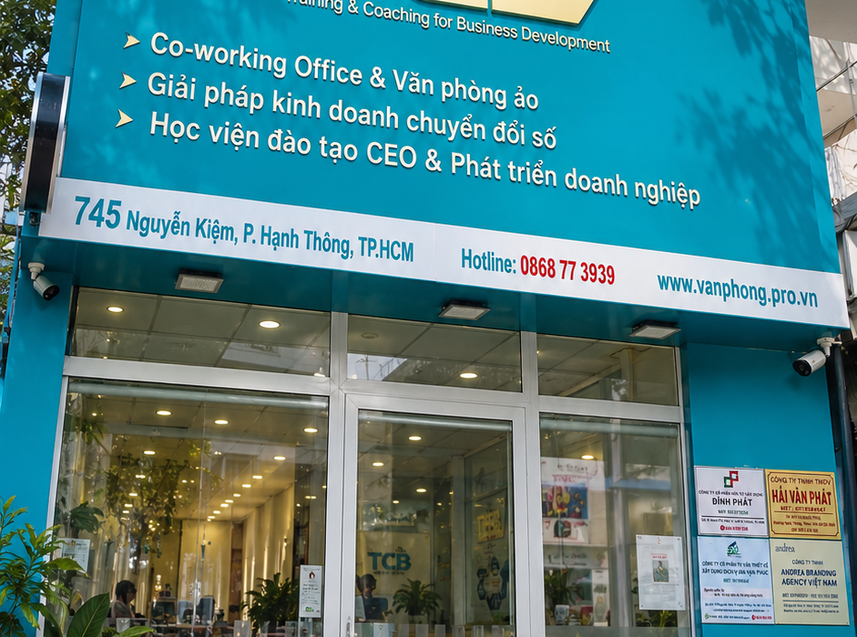 Mặt tiền TCBD Growth Hub tại Nguyễn Kiệm dành cho doanh nghiệp thuê văn phòng ảo