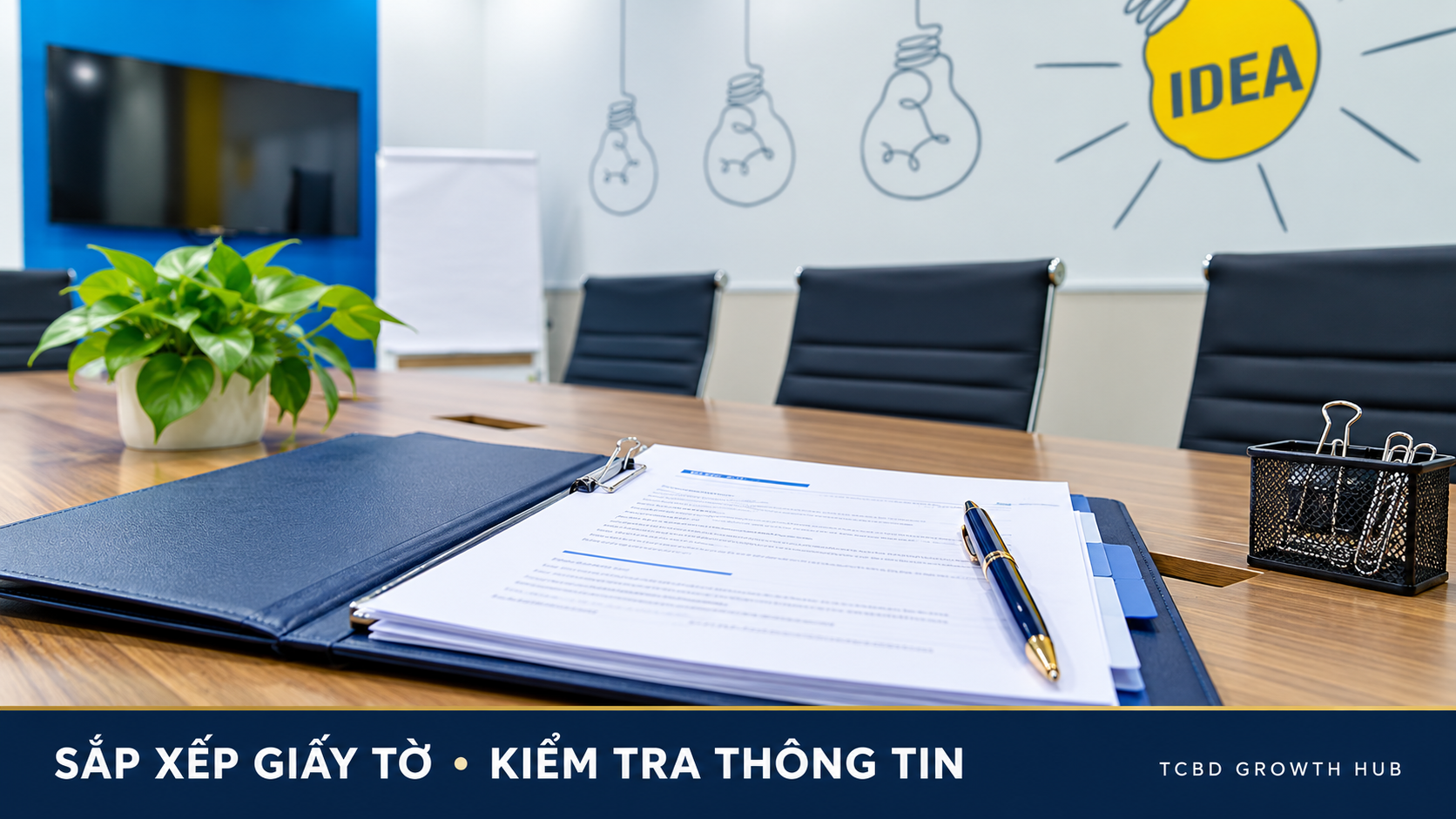 Giấy tờ được sắp xếp để kiểm tra hồ sơ thay đổi địa chỉ công ty